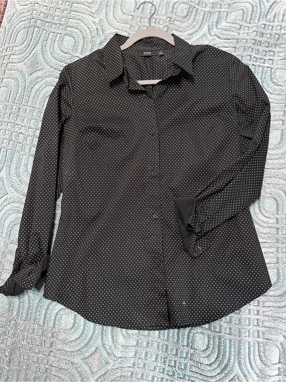 Apt. 9 Black Shirt with White Polka Dots